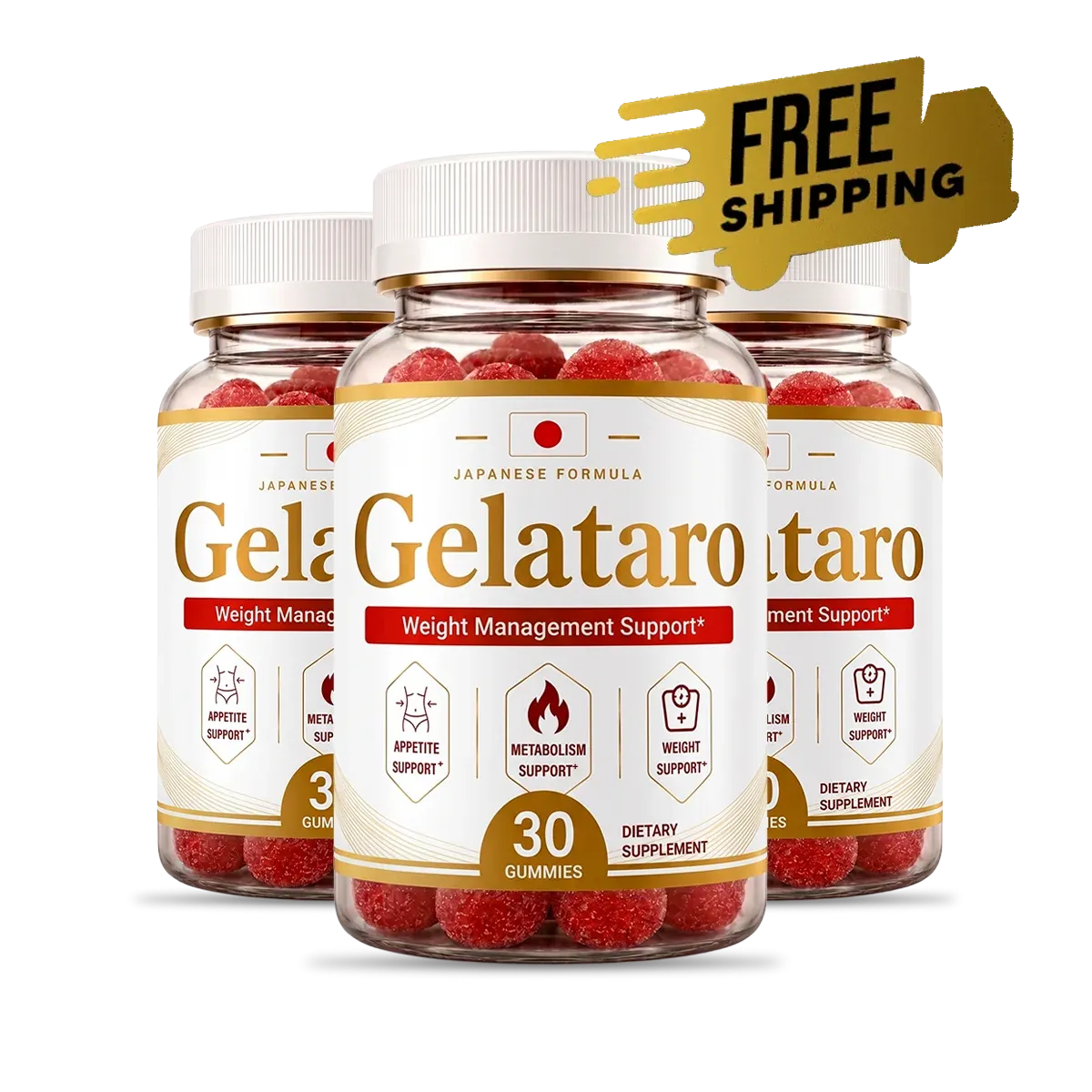 Gelataro 3-bottle apple cider vinegar gummy package with free shipping